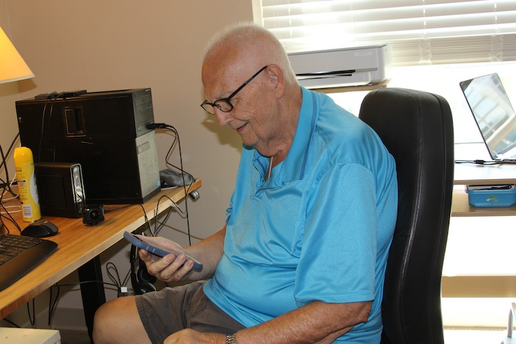 Dad using Facetime and technology to stay connected